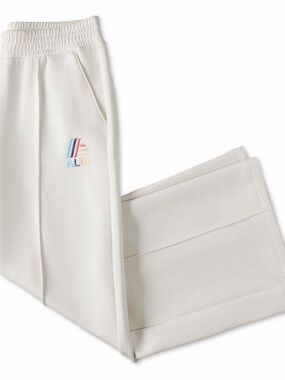 NWT ALDI Gear 2025 Cream Wide Leg Sweatpants XL Pastel Logo